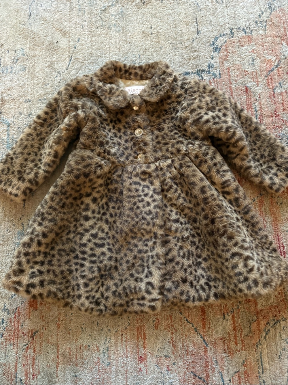 Biscotti Girls' Leopard Faux Fur Pea Coat - Brown